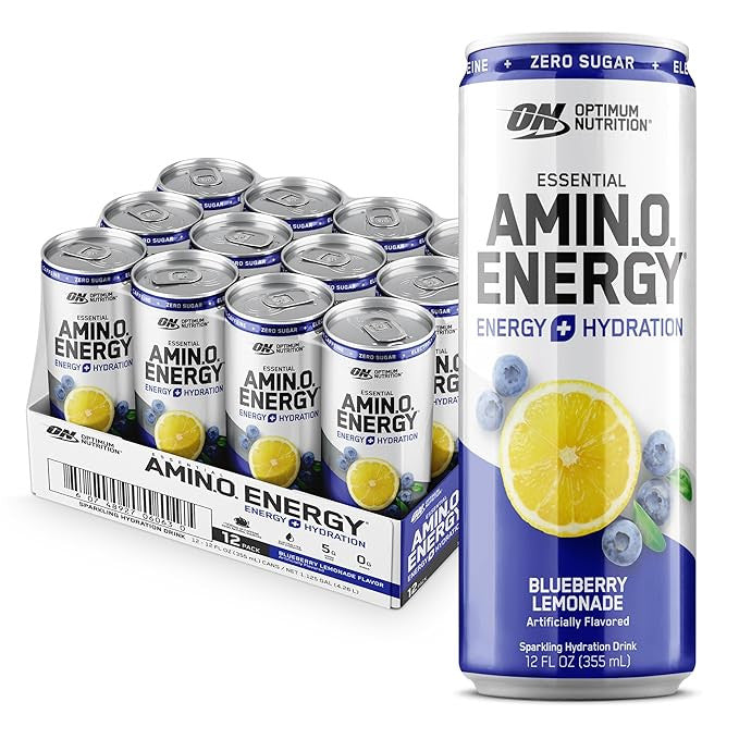 Optimum Nutrition Amino Energy 355 ml 12 Paquete Blueberry Lemonade Electrolitos