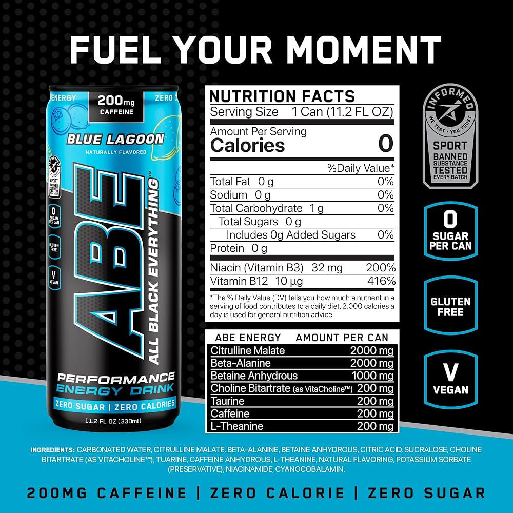 Applied Nutrition Abe Energy Drink 11 2 Onzas 12Pk Blue Lagoon