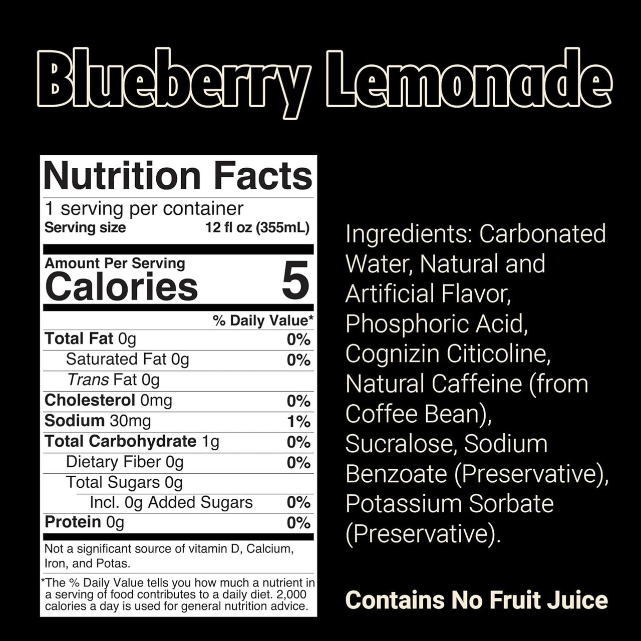 Raw Bum Energy Drink 12 Onzas 12 Paquete Blueberry Lemonade