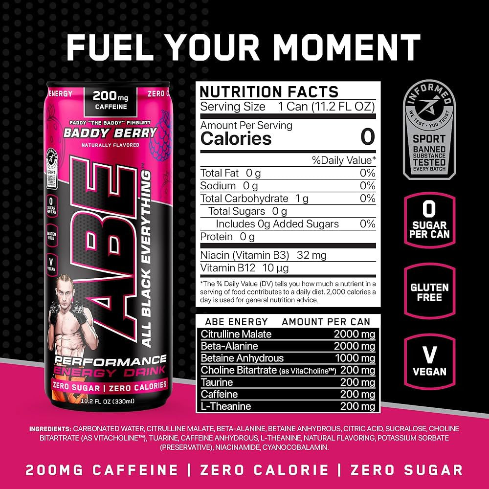 Applied Nutrition Abe Energy Drink 11 2 Onzas 12Pk Baddy Berry