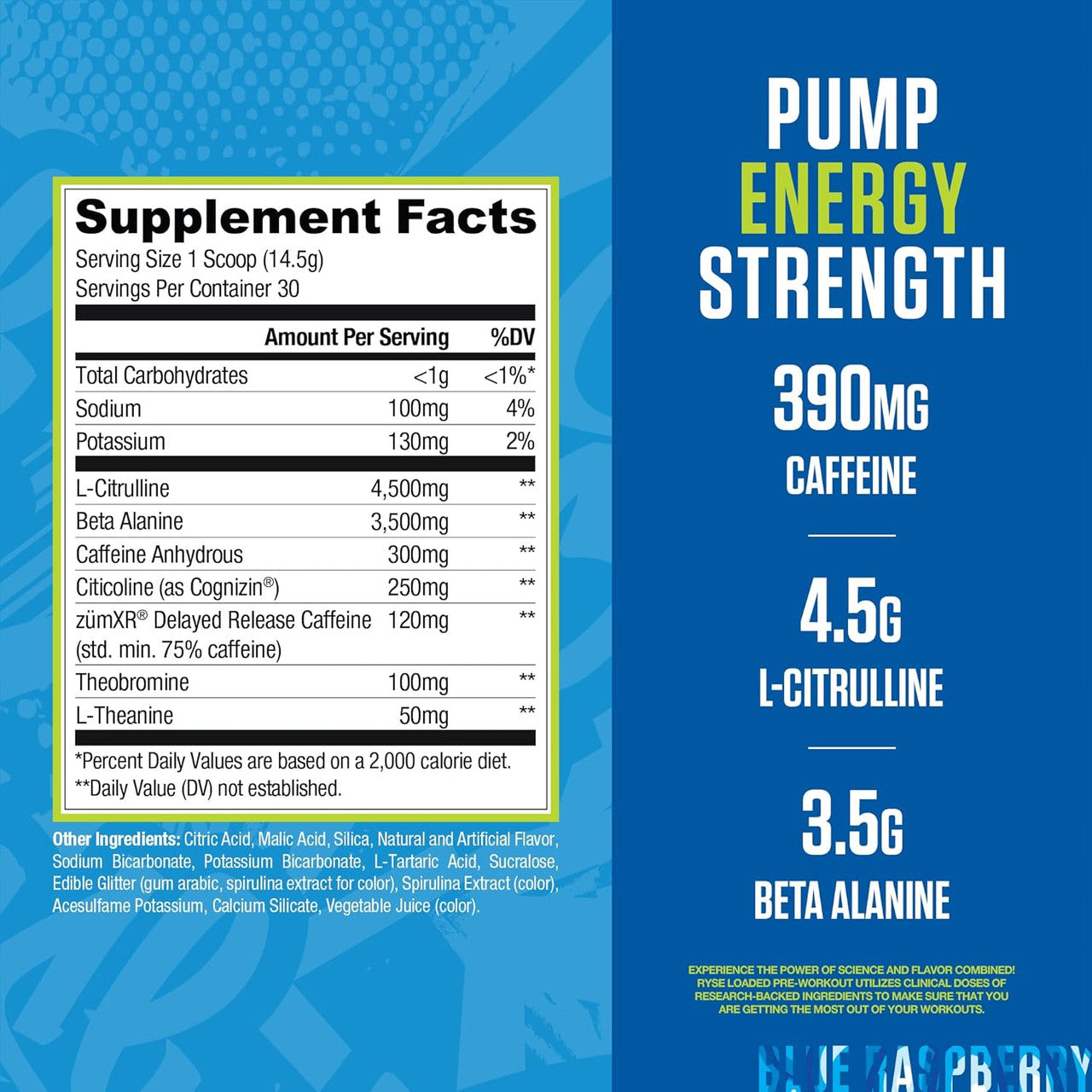 Ryse Loaded Pre - Entreno 30 Porciones Sour Punch Blue Raz