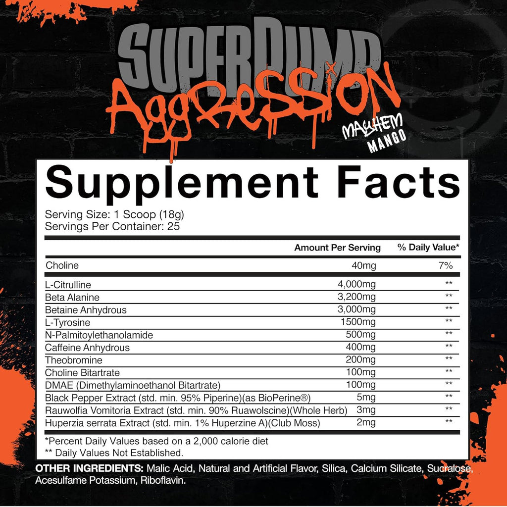 Gaspari Nutrition Super Pump Agression 20 40 Porciones Mayhem Mango