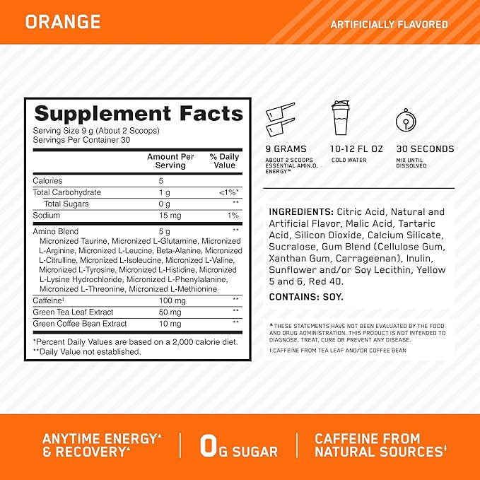 Optimum Nutrition Amino Energy 270 Grs Orange