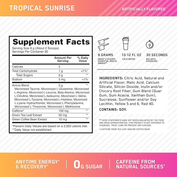 Optimum Nutrition Amino Energy 270 Grs Tropical Sunrise