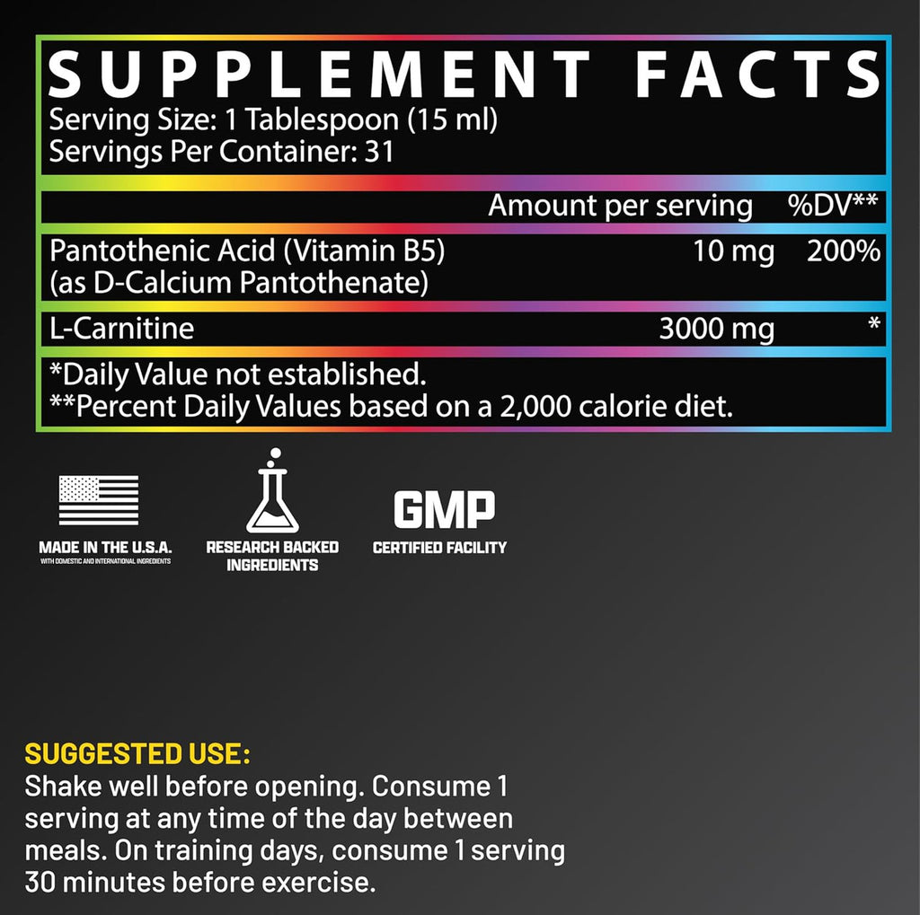 Nutrex Research Research Liquid L Carnitine 3000 16 Onzas Sour Gummy Worms Sabor