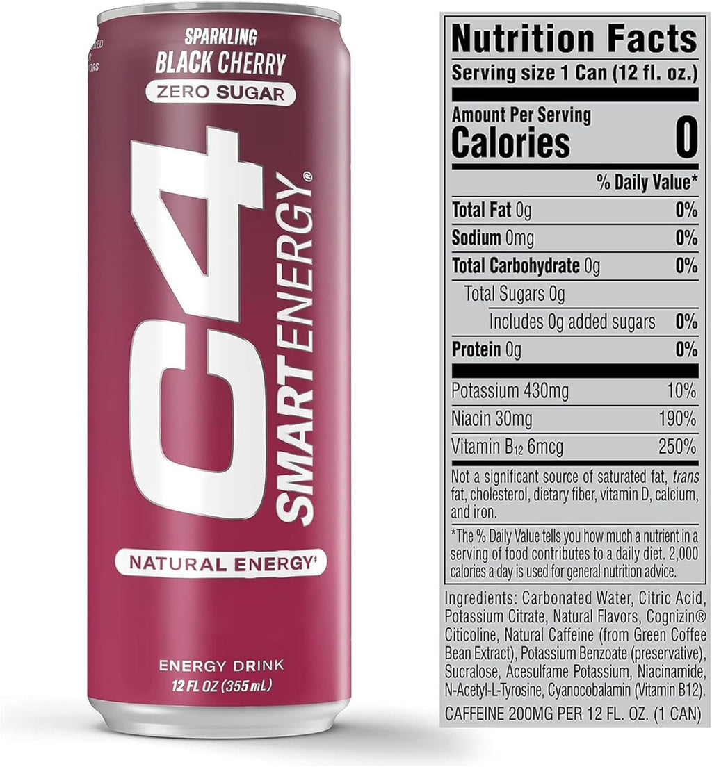 Cellucor C4 Smart Energy Carbonatada 12Oz 12Pk Black Cherry