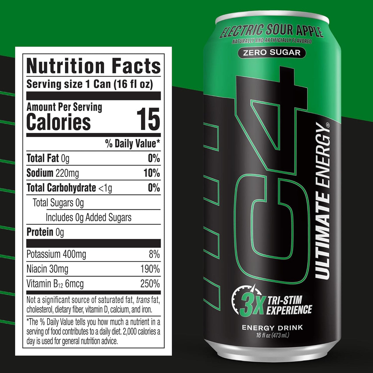 Cellucor C4 Ultimate Carbonatada 16Oz 12Pk Electric Sour Apple