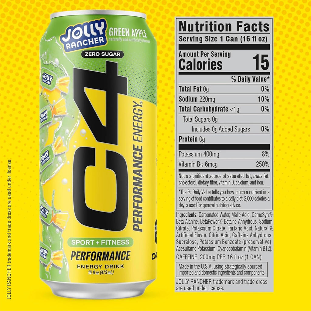 Cellucor C4 Energy Carbonatada 16Oz 12Pk Green Apple Jolly Rancher