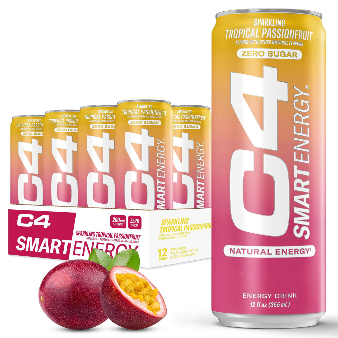 Cellucor C4 Smart Energy Carbonatada 12Oz 12Pk Tropical Passion Fruit