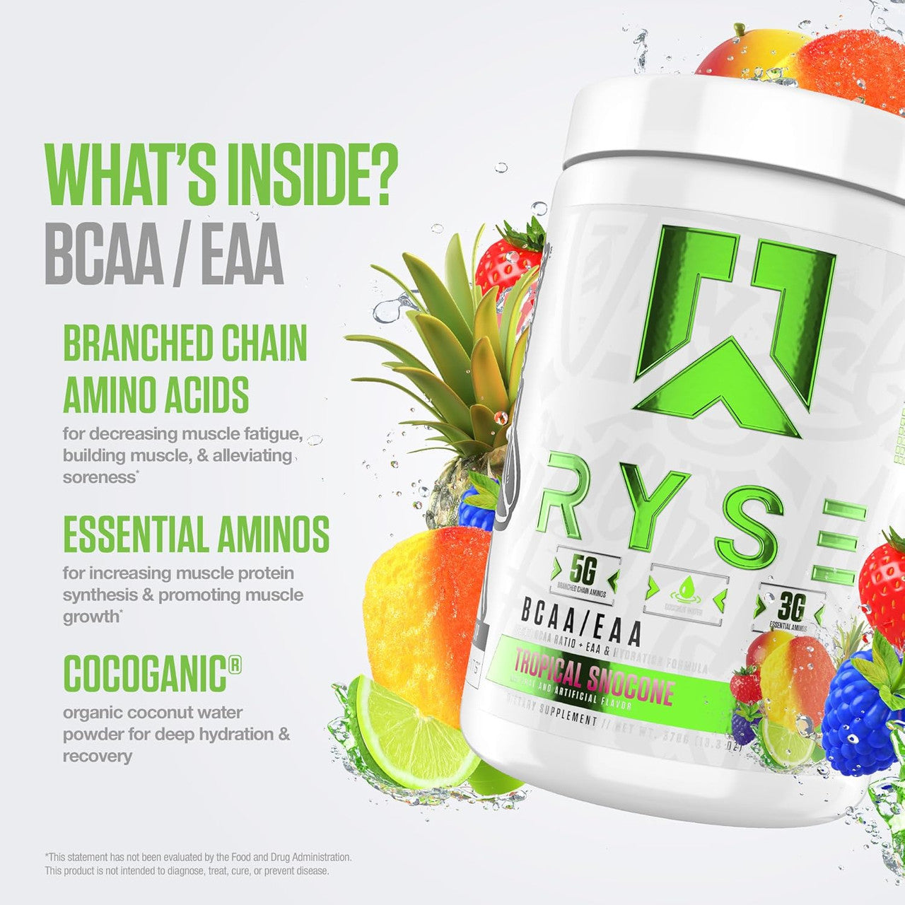 Ryse BCAA EAA 30 Porciones Tropical Snow Cone