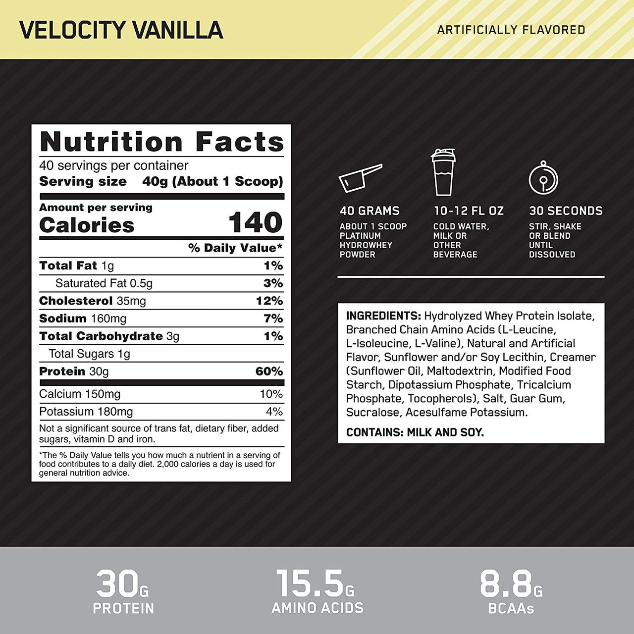Optimum Nutrition Hydro Whey 3 5 Libras Vainilla