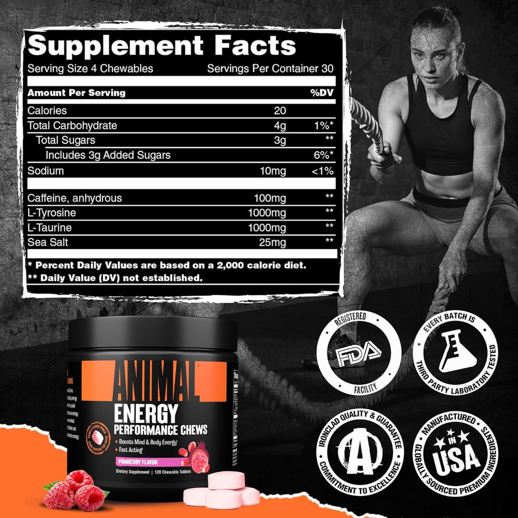 Universal Animal Energy Perf Chews Tabletas 30 Porciones Pom Berry