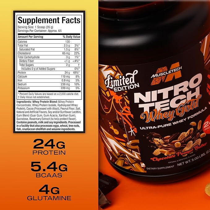 Muscle Tech Nitro Tech Whey Gold 5 03 Libras Chocolate Peanut Butter