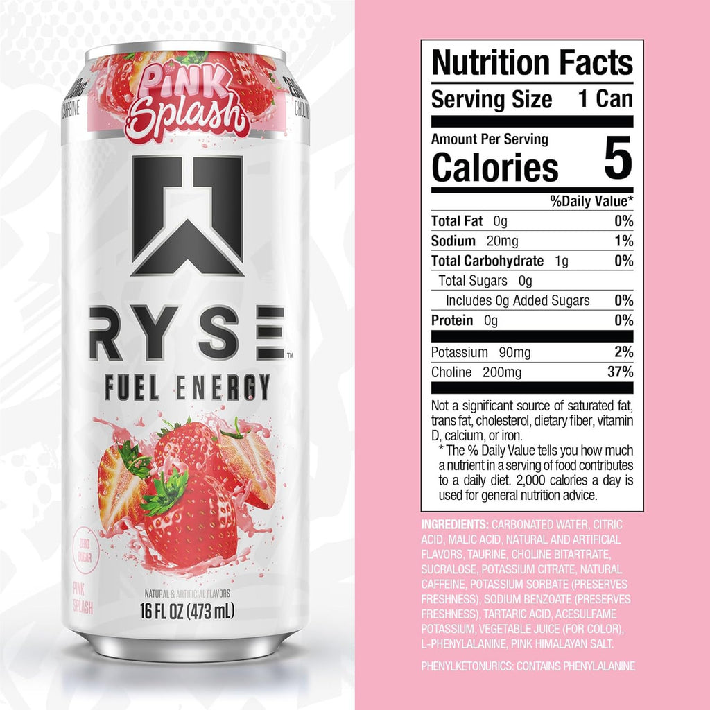 Ryse Fuel Drink 16 Onzas 12 Paquete Pink Splash