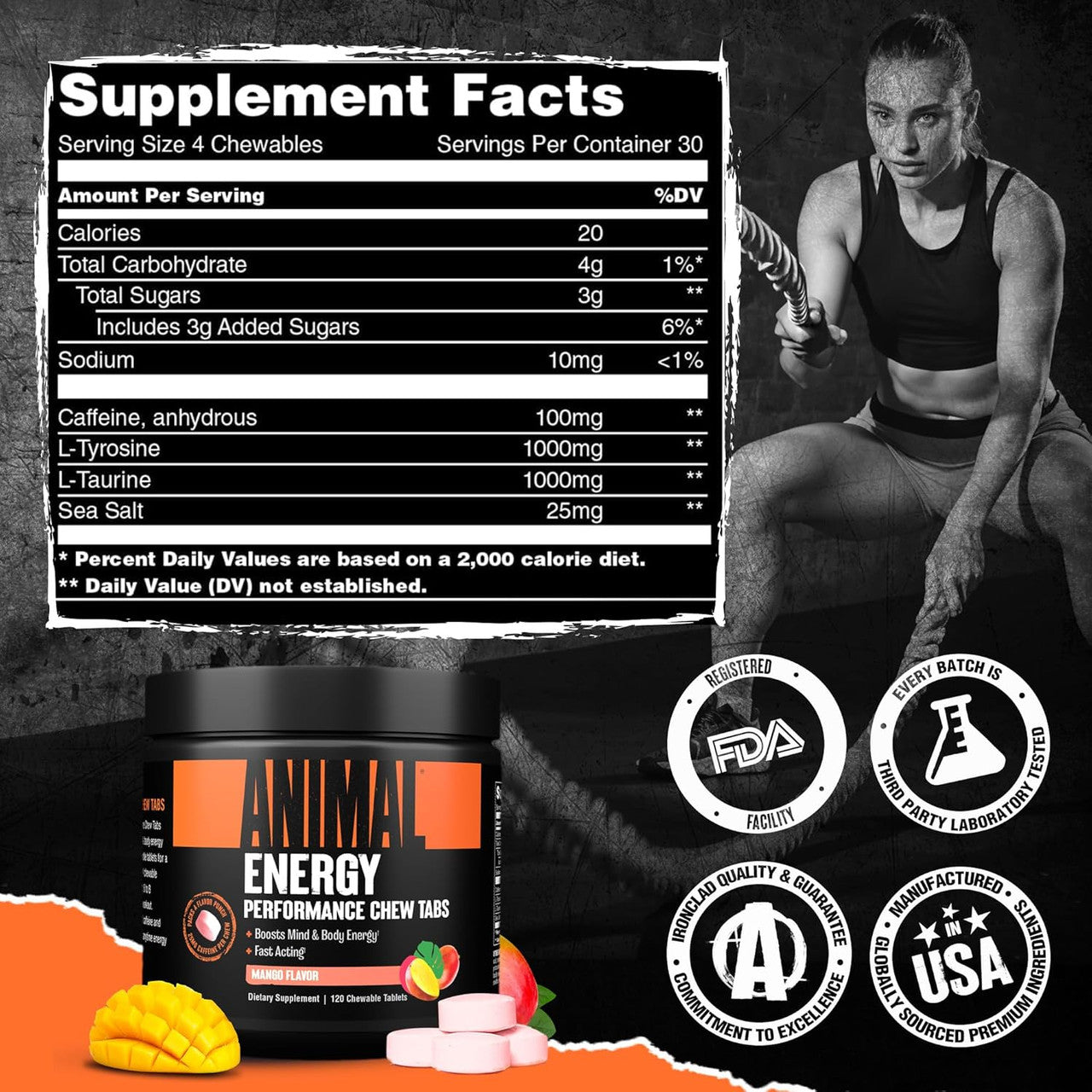 Universal Animal Energy Perf Chews Tabletas 30 Porciones Mango