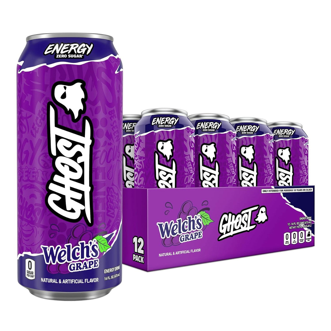 Ghost Energy 16 Onzas 12 Paquete Welchs Grape Cran Sabor
