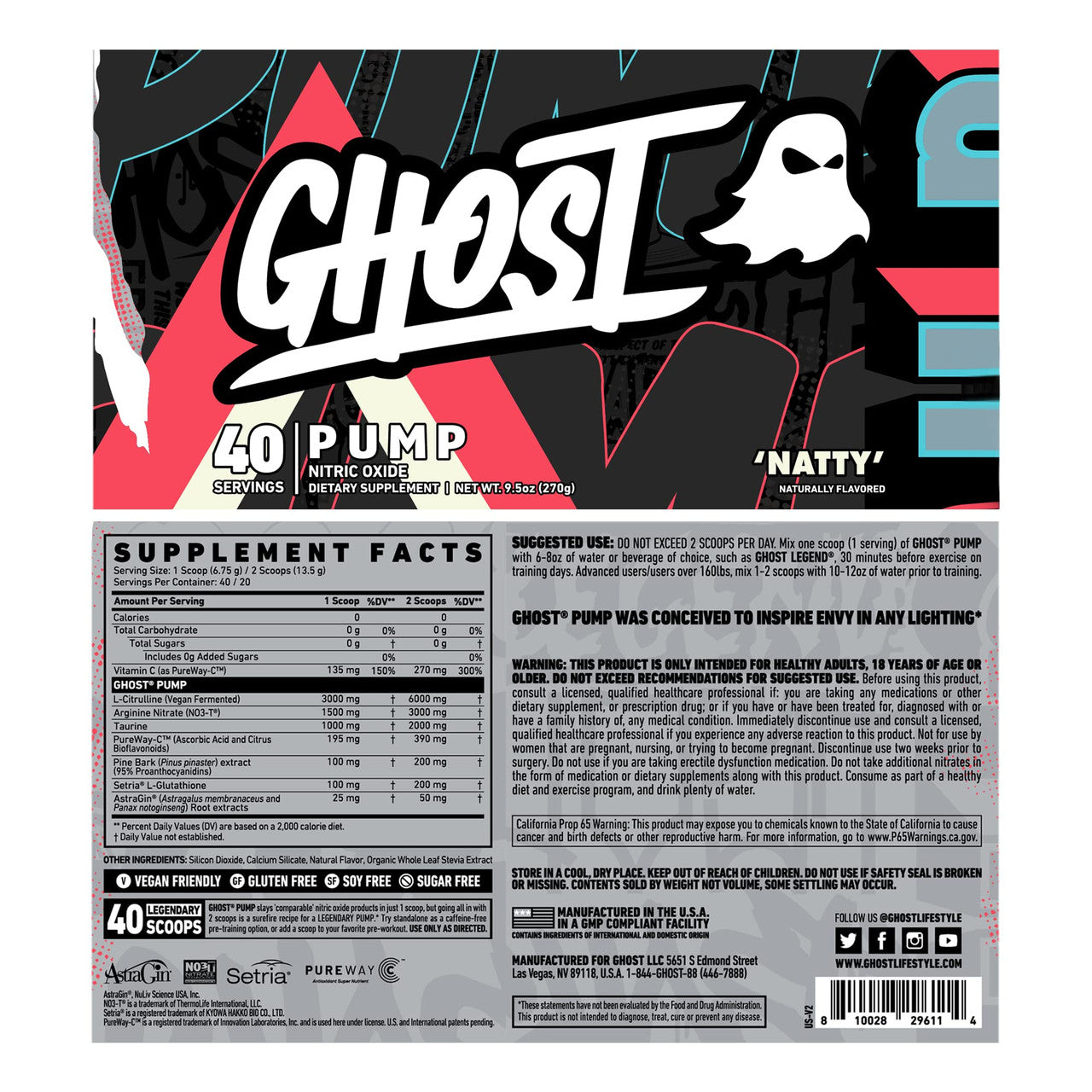 Ghost Pump Nitric Oxide 40 Porciones Natty