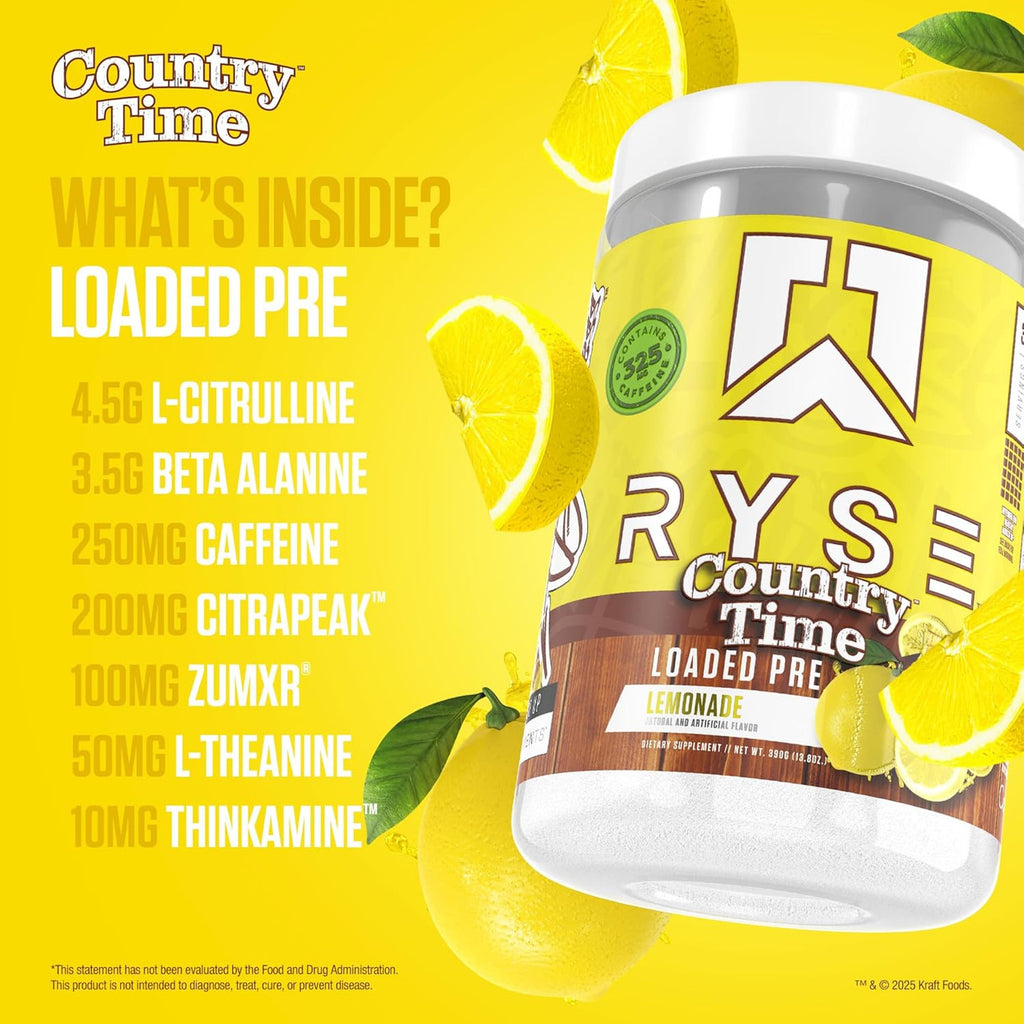 Ryse Loaded Pre - Entreno 30 Porciones Country Time Lemonade