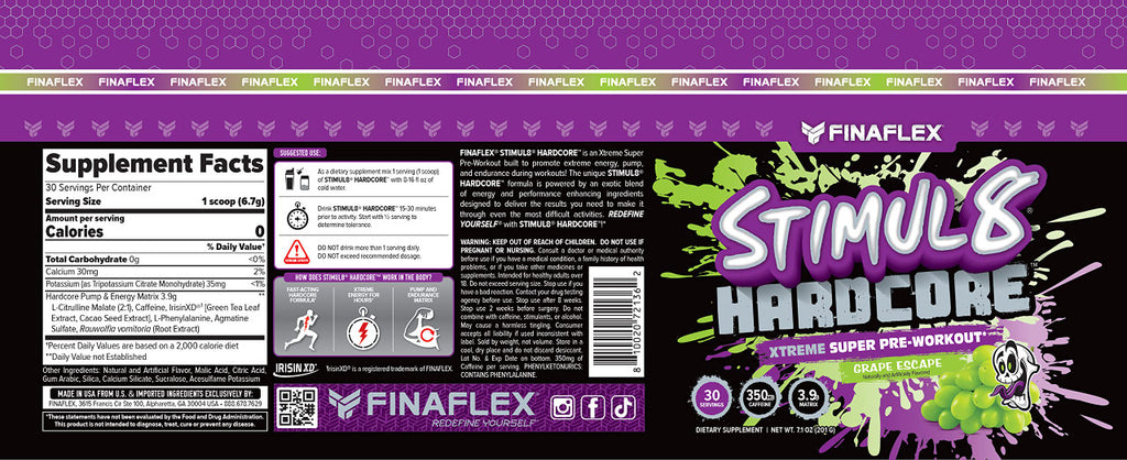 Finaflex Stimul8 Hardcore 30 Porciones Grape Escape
