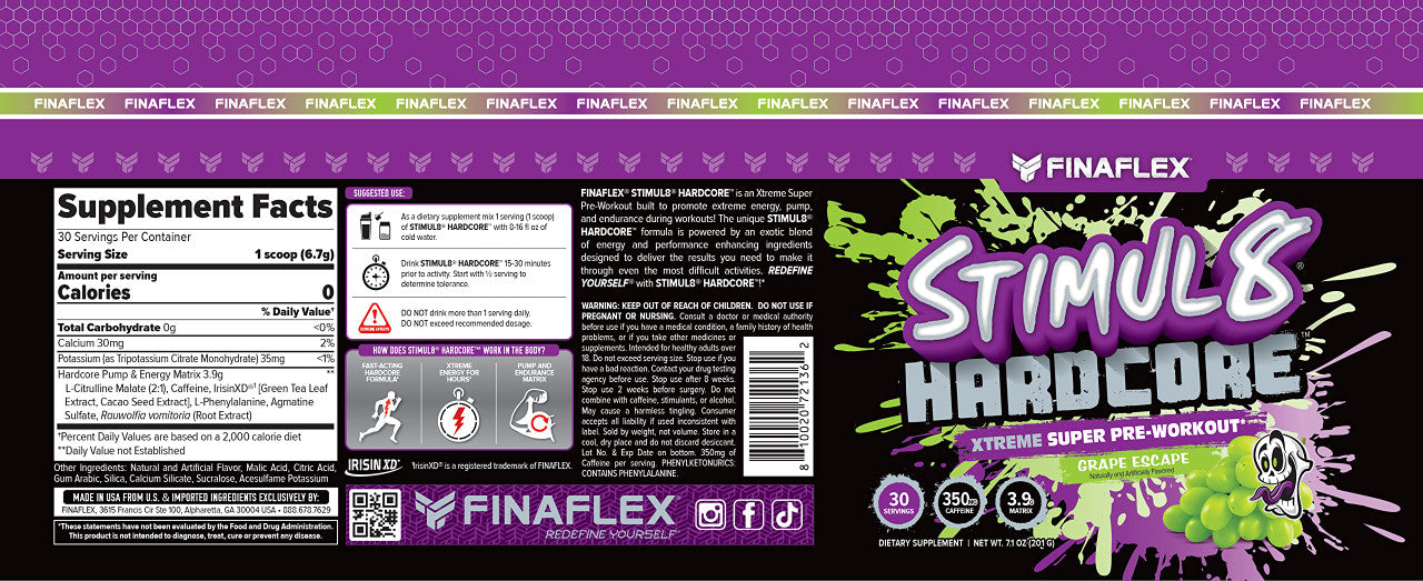 Finaflex Stimul8 Hardcore 30 Porciones Grape Escape
