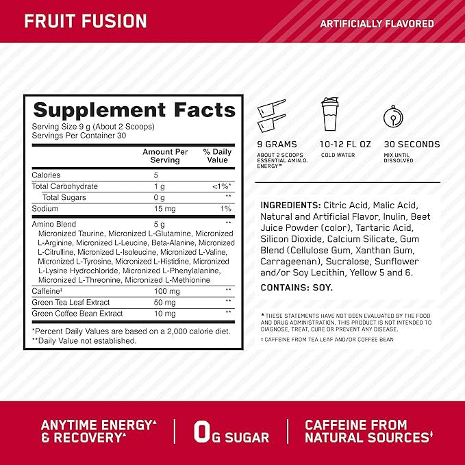 Optimum Nutrition Amino Energy 270 Grs Fruit Fusion