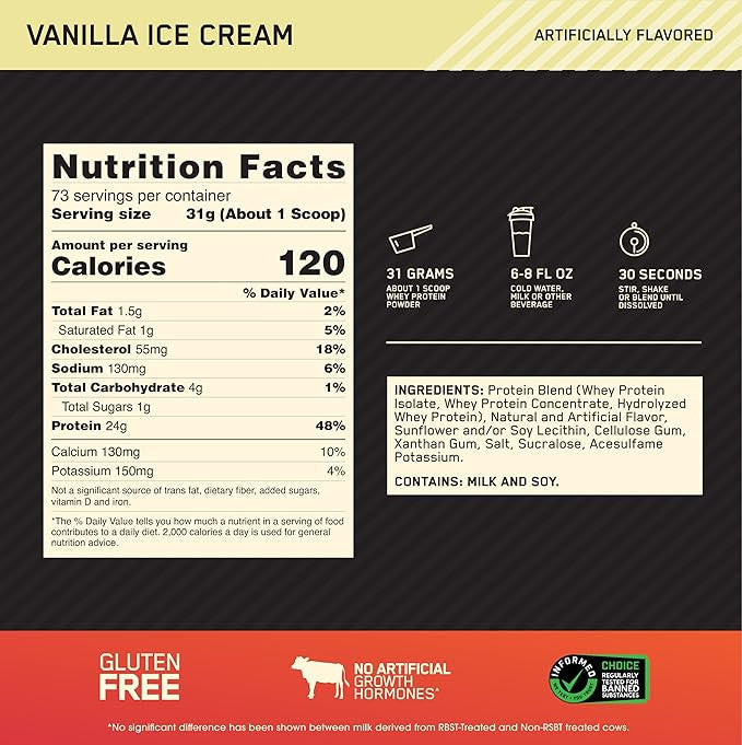 Optimum Nutrition Whey Gourmet 1.98 lb Vainilla Ice Cream