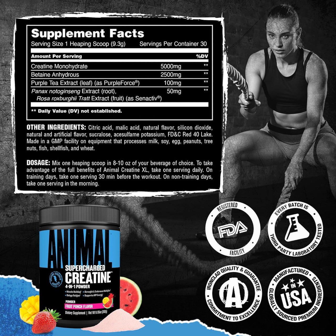 Universal Animal Creatina Supercharged 30 Porciones Fruit Punch