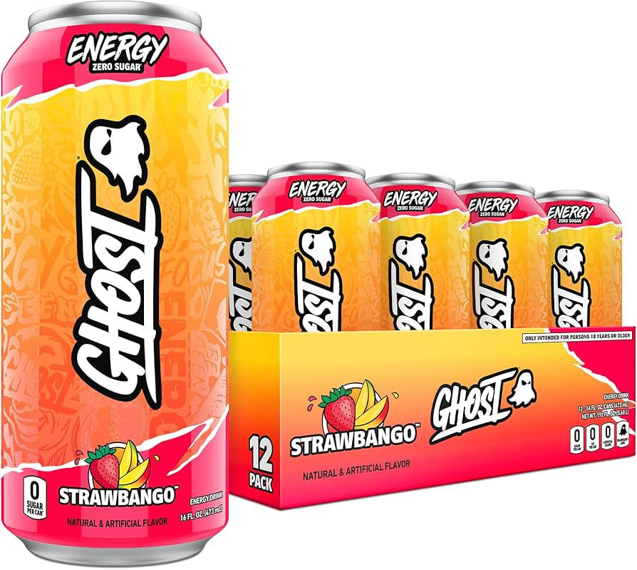 Ghost Energy 16 Onzas 12 Paquete Strawbango