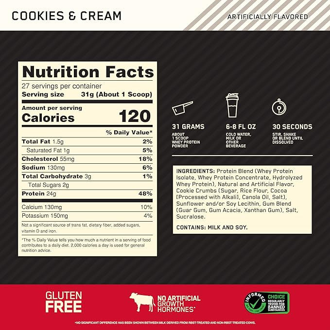 Optimum Nutrition 100 Whey Gold Std 1 85 Libras Cookies Cream