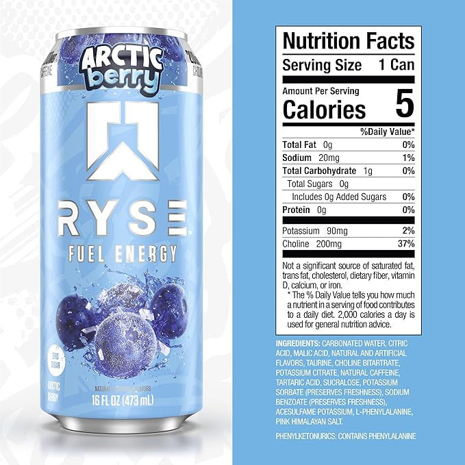 Ryse Fuel Drink 16 Onzas 12 Paquete Artic Berry