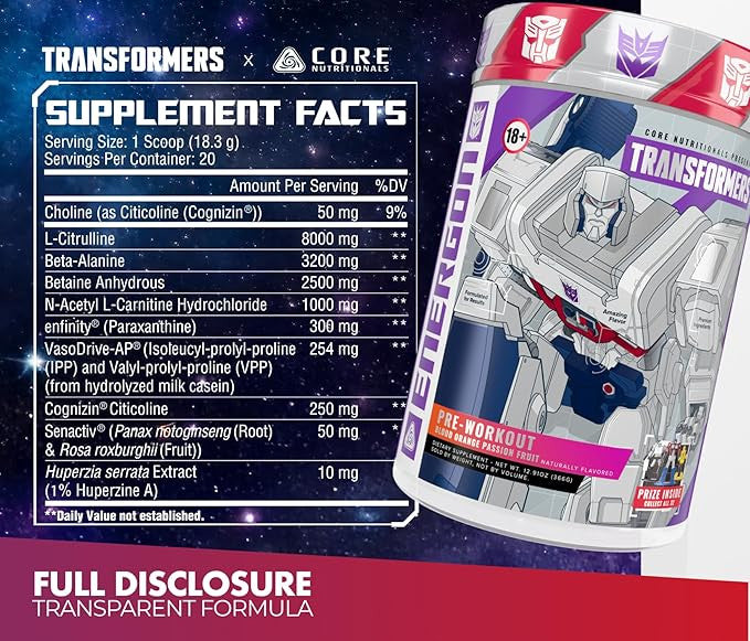Core Nutritionals Energon Pre - Entreno 20 Porciones Bumblebee Sour Lemon Candy