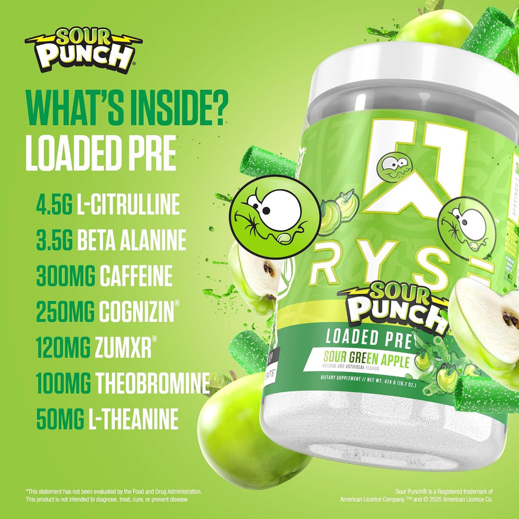 Ryse Loaded Pre - Entreno 30 Porciones Sour Punch Green Apple