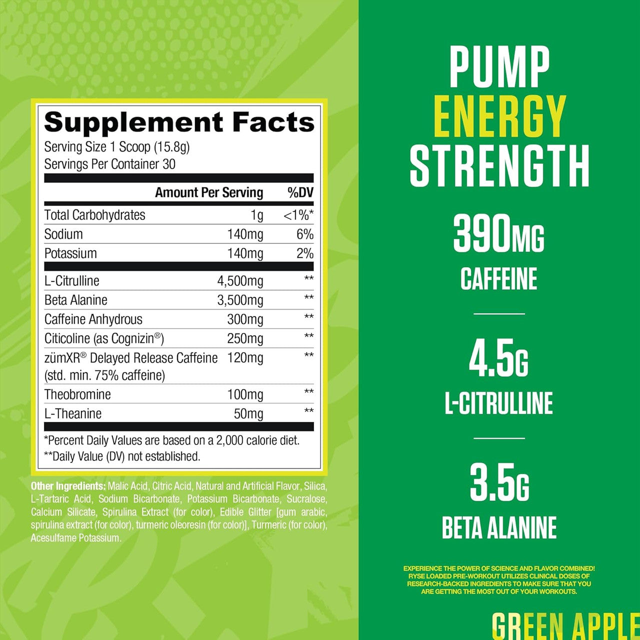 Ryse Loaded Pre - Entreno 30 Porciones Sour Punch Green Apple
