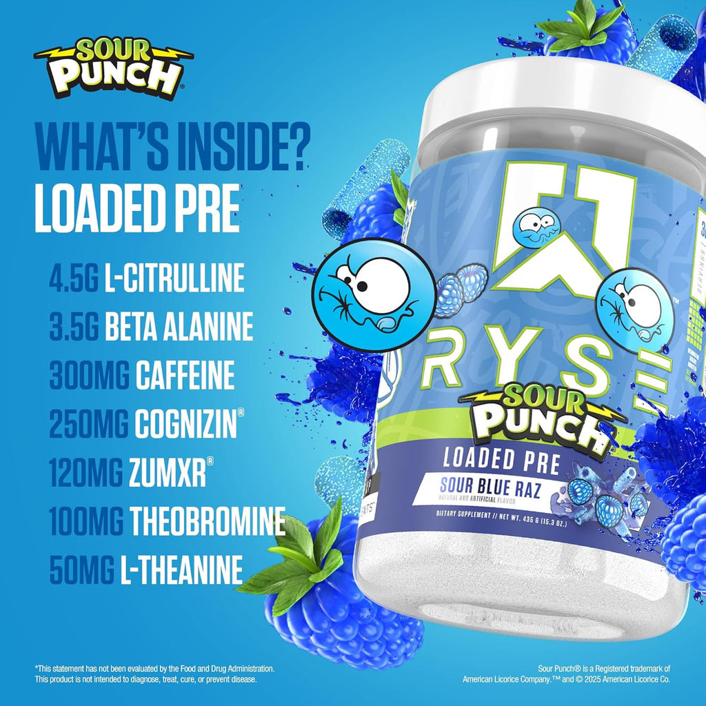Ryse Loaded Pre - Entreno 30 Porciones Sour Punch Blue Raz