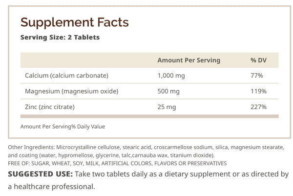 Whp Calcium Magnesium Zinc 100 Tabletas