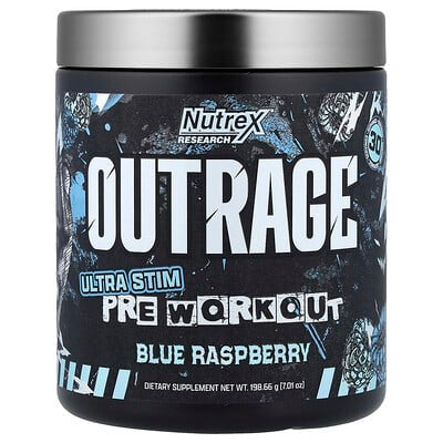 Nutrex Research Research Outrage Ultra Estimulante Pre - Entreno 30 Porciones Blue Raspberry