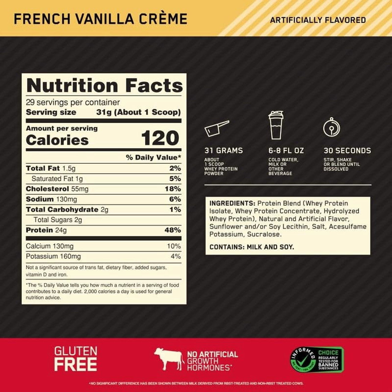 Optimum Nutrition 100 Whey Performance 4 30 lb Vanilla