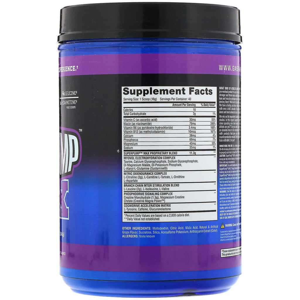 Gaspari Nutrition Super Pump Max 40 Porciones Grape Cooler
