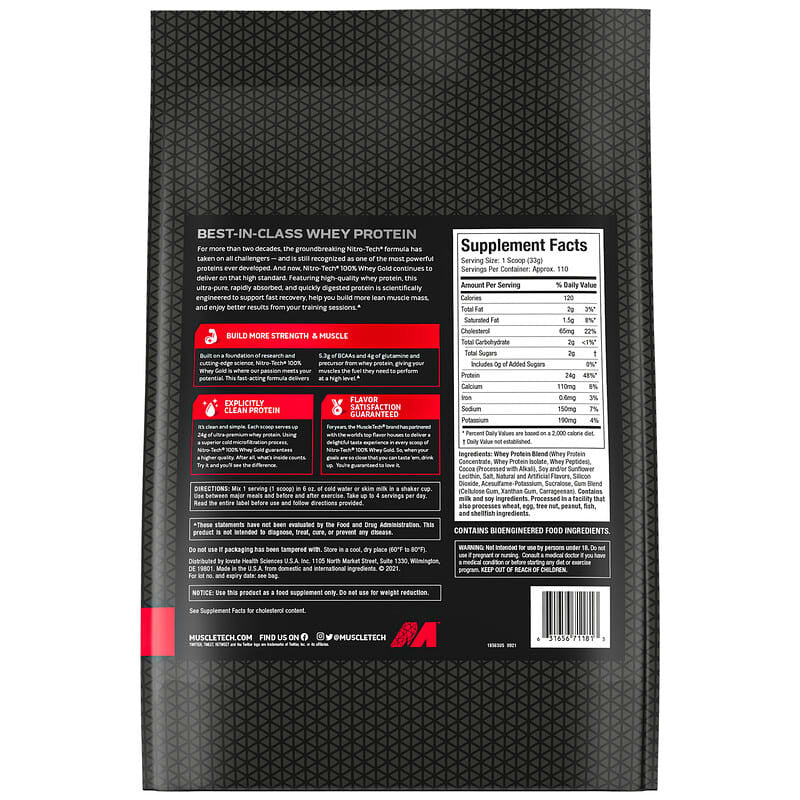 Muscle Tech Nitro Tech Whey Gold 8 Libras Double Rich Chocolate