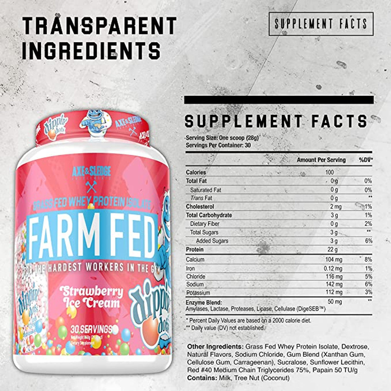 A S Whey Farm Fed Aislado 28 Porciones 828 8 Grs Strawberry Ice Cream Dippin Dots