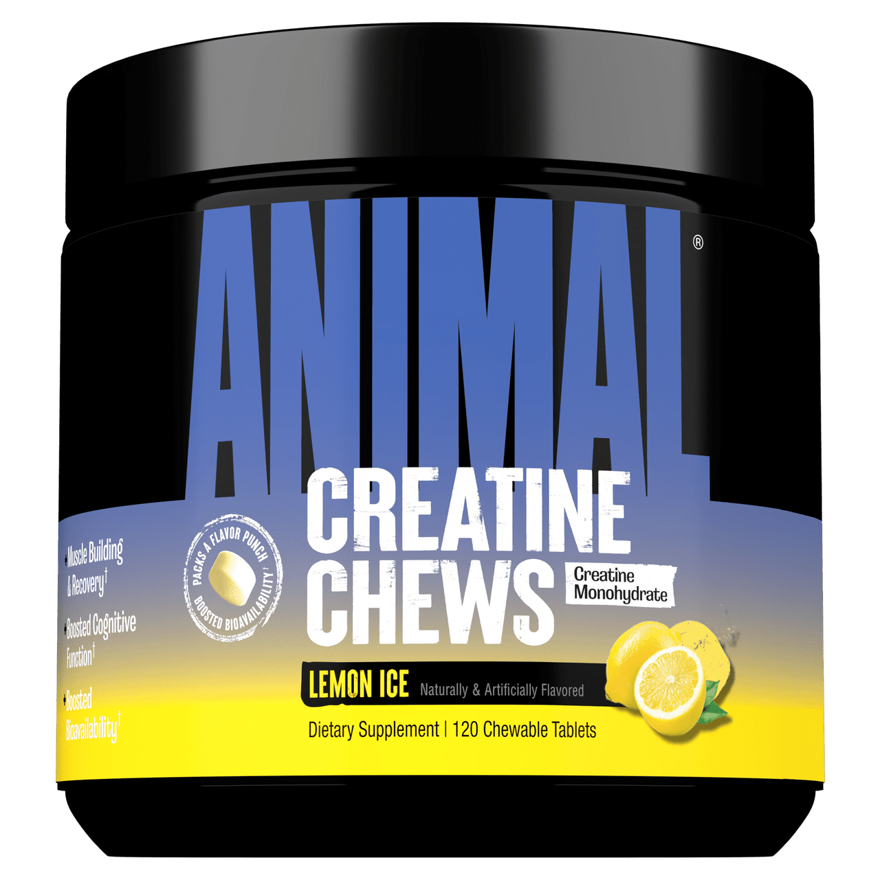 Universal Animal Chews Creatine 120 Tabletas Lemon Ice