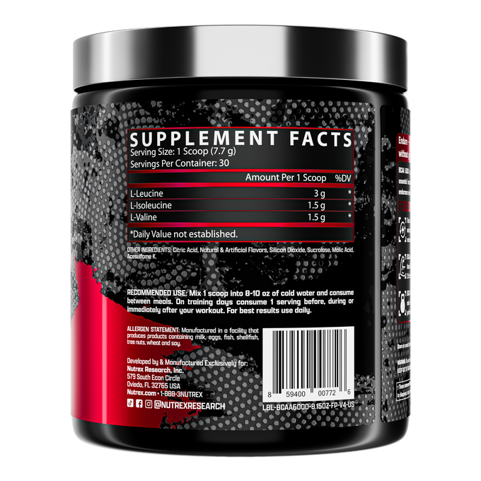 Nutrex Research BCAA 6000 Recovery 30 Porciones Fruit Punch
