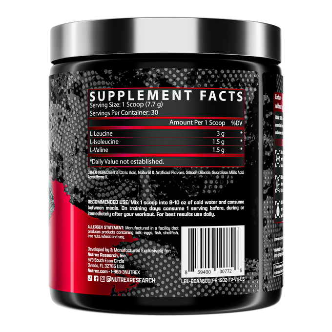 Nutrex Research BCAA 6000 Recovery 30 Porciones Fruit Punch