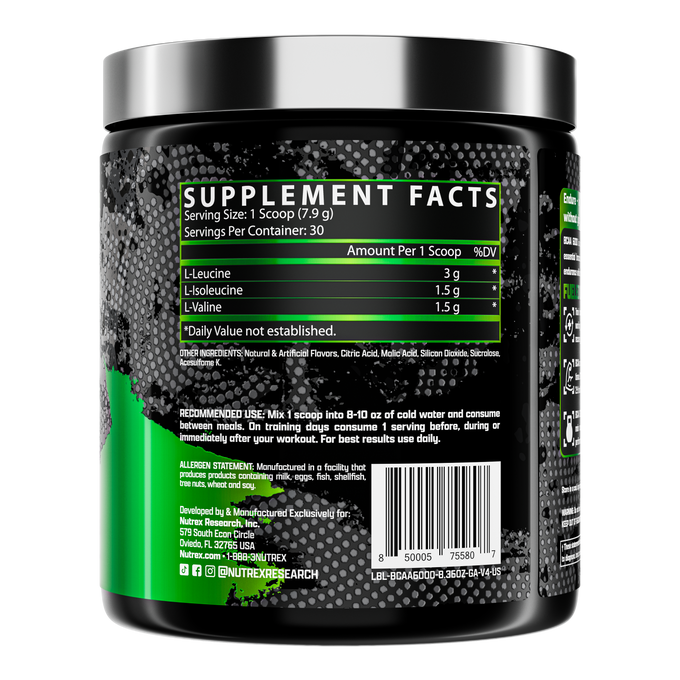 Nutrex Research BCAA 6000 Recovery 30 Porciones Green Apple