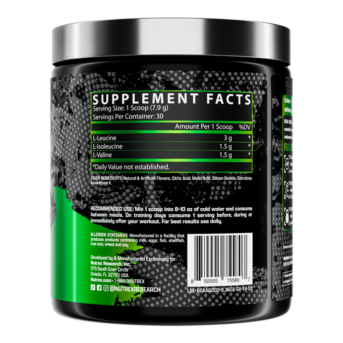 Nutrex Research BCAA 6000 Recovery 30 Porciones Green Apple