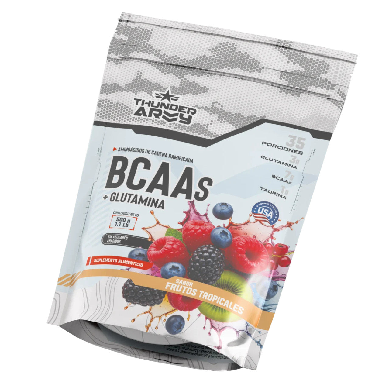 Thunder Army Bcaas Glutamina 1 Libras Frutos Rojos