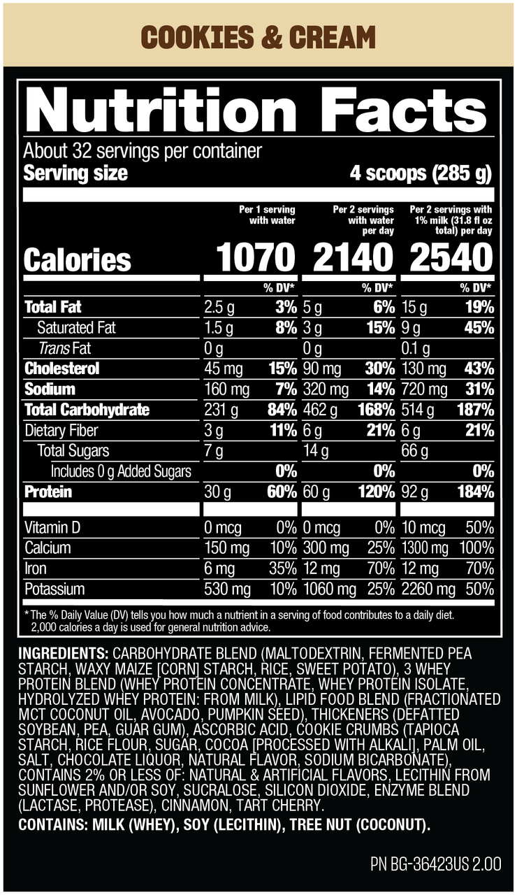 Mutant Mass Xxxtreme 2500 12 Libras Cookies Cream