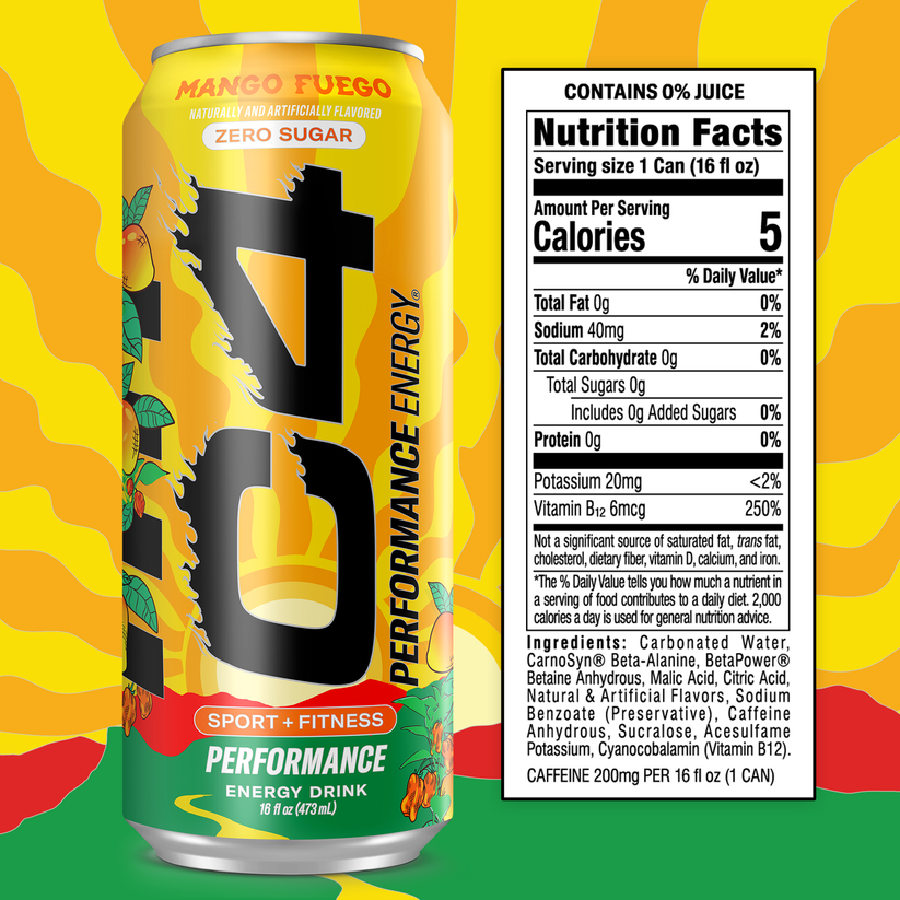 Cellucor C4 Energy Carbonatada 16Oz 12Pk Mango Fuego