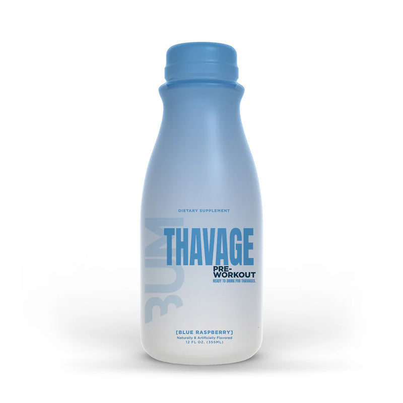 Raw Cbum Drink 12 Onzas 12 Paquete Pre - Entreno Thavage Lista para Beber Blue Raspberry