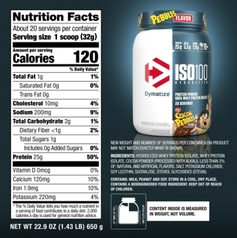 Dymatize Iso 100 1 4 Libras 20 Porciones Cocoa Pebbles